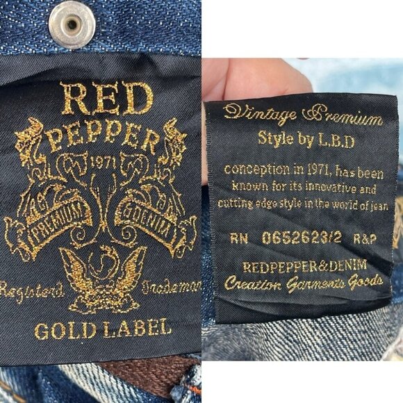 Red Pepper Y2K Embroidered Denim Pants Boot Cut Low Rise size 24 - Picture 12 of 16